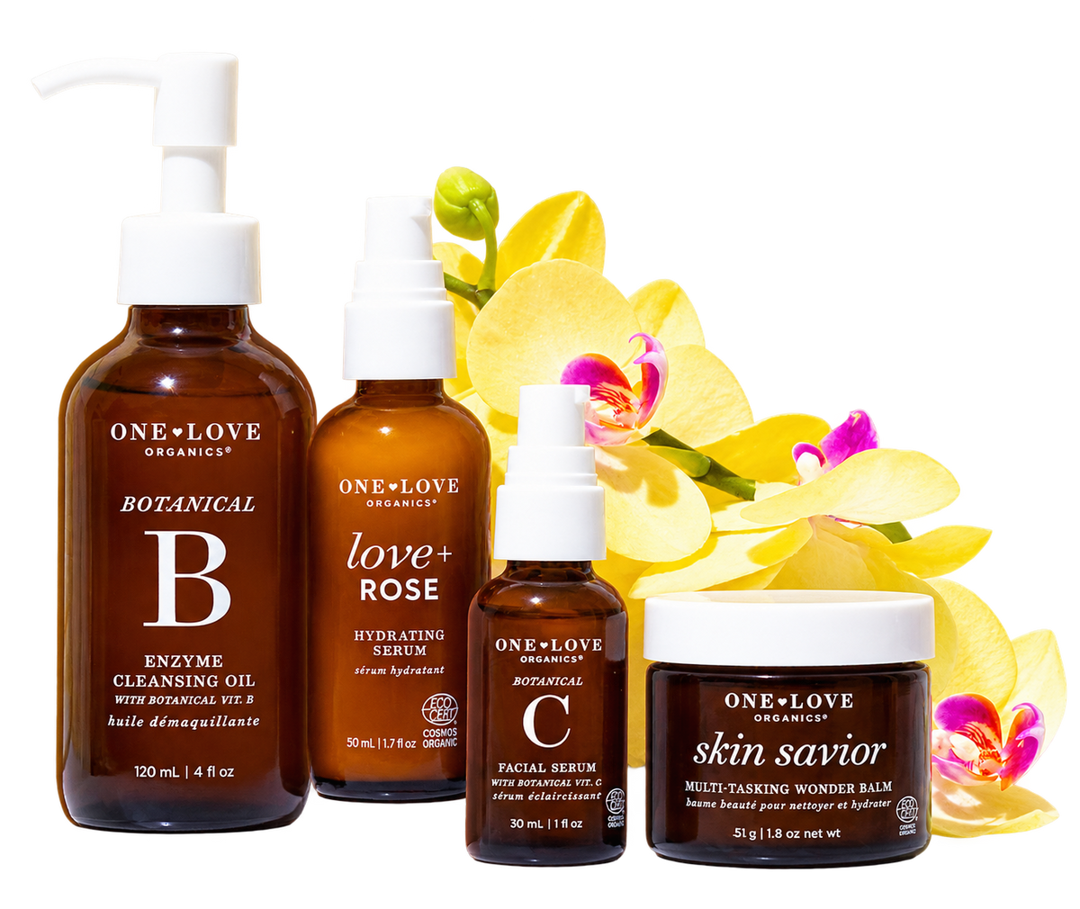 A five-piece skincare set from One Love Organics