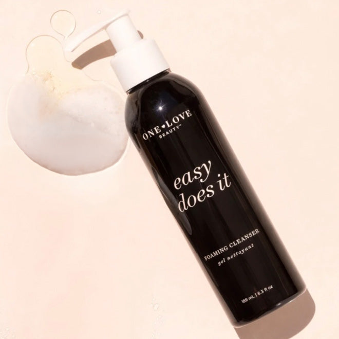 A bottle of One Love Beauty 'easy does it' foaming cleanser