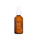 A 50 mL amber bottle of One-Love Organics Love+ Rose Hydrating Serum