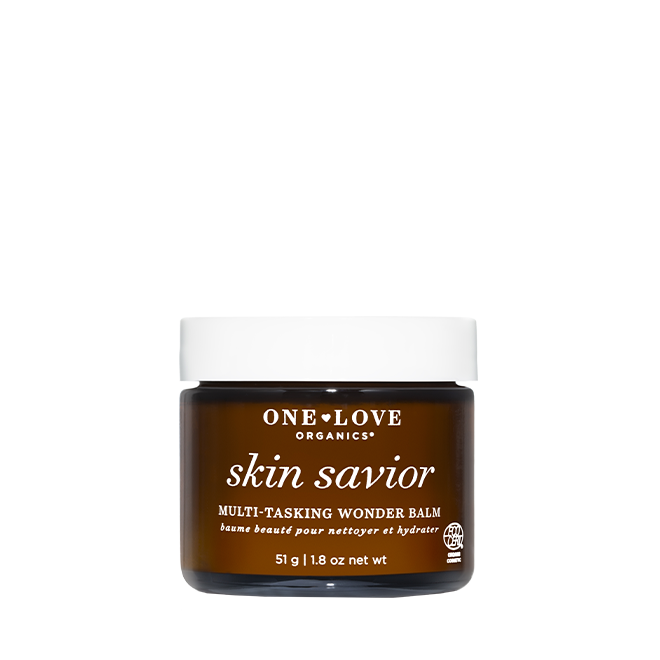 A jar of One Love Organics Skin Savior Multi-Tasking Wonder Balm