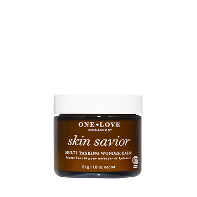 A jar of One Love Organics Skin Savior Multi-Tasking Wonder Balm