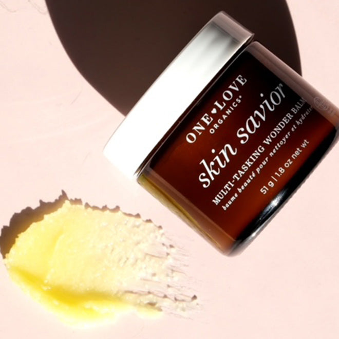 A jar of One Love Organics Skin Savior Multi-Tasking Wonder Balm