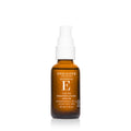A brown glass bottle with a white spray nozzle labeled 'ONELOVE ORGANICS BOTANICAL E YOUTH PRESERVATION SERUM' against a white background.